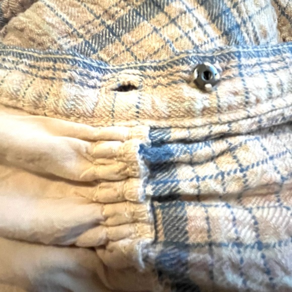 Free People Elai Plaid Check Open Back ShirtDress Ivory Combo size Large - Picture 12 of 15